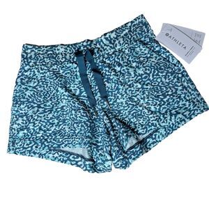 Athleta Balance Shortie 4" Teal Elastic Waist Drawstring NWT Size Small Shorts